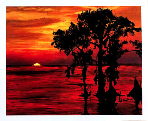 sunset bayou fine art print acrylic landscape painting